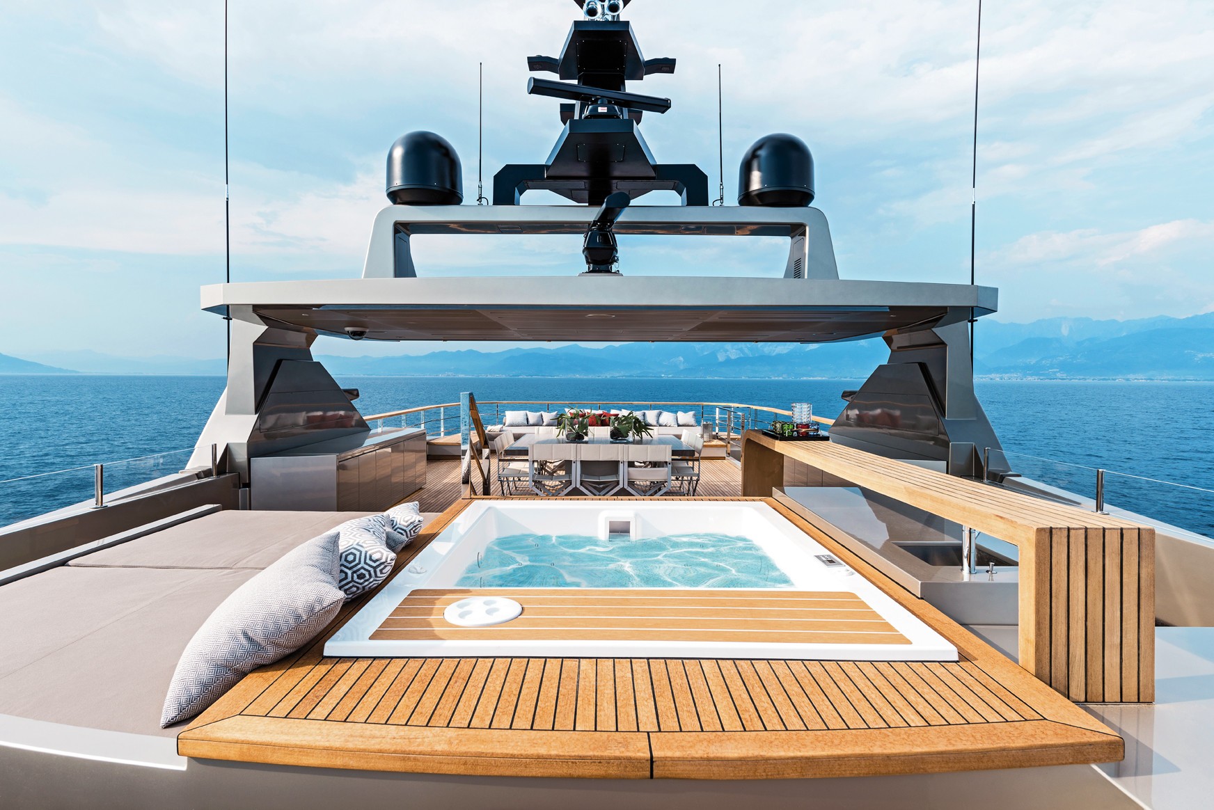 small yacht with jacuzzi